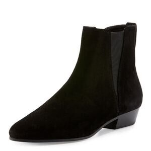 Isabel Marant Etoile Patsha Black Suede Ankle Boots Booties Side Zip Western 38